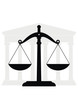 Symbols of justice and low - ancient temple and scales Symbols of justice and low - ancient temple and scales