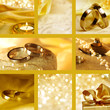 Collage of wedding motives in gold