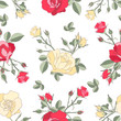 Vektor: Red and white roses, seamless pattern Red and white roses, seamless pattern