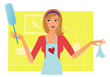 Young attractive woman cleaning her house