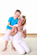 mother with son in studio