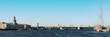 Panoramic view on the Neva river embankment, St. Petersburg