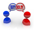 Buy and Sold Speech Bubbles Business People Deal and Transaction
