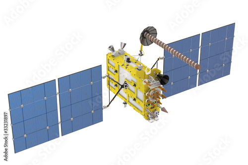 Illustration: Modern navigation satellite isolated on white Modern navigation satellite isolated on white