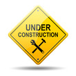 Señal amarilla texto UNDER CONSTRUCTION