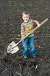 Little children with big shovel
