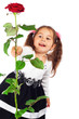 Little girl with red rose