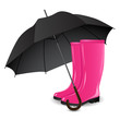 Vector: A pair of rainboots and an umbrella A pair of rainboots and an umbrella