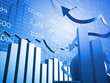 Stock Market Ticker Board with 3D Bar Graphs
