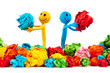 Smilies in recycling concept on white