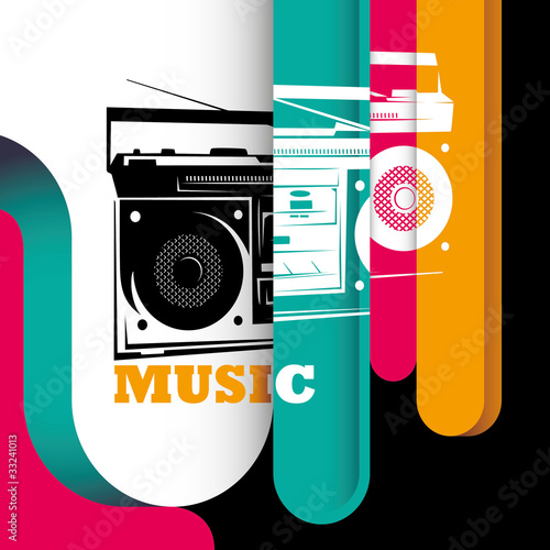 Vector: Illustrated modern background with stylized radio. Illustrated modern background with stylized radio.
