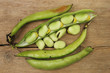 Beans on wood