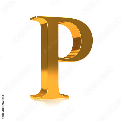 Illustration: 3d Gold letter "P" 3d Gold letter "P"