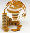 Photo en ligne au meilleur prix Gold globe with many gold coins