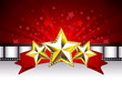Background with Golden Stars on the Red Banner and Film Stripe Background with Golden Stars on the Red Banner and Film Stripe