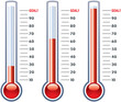 Vector: vector thermometers at different levels vector thermometers at different levels