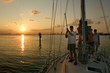 Family on sailboat in Biscayne Bay, Miami