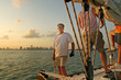 Family on sailboat in Biscayne Bay, Miami