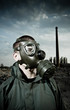 Man wearing gas mask