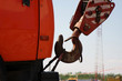 A close up largest mobile crane