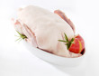 Raw goose in the bowl