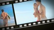 Montage of romantic couple on the seaside