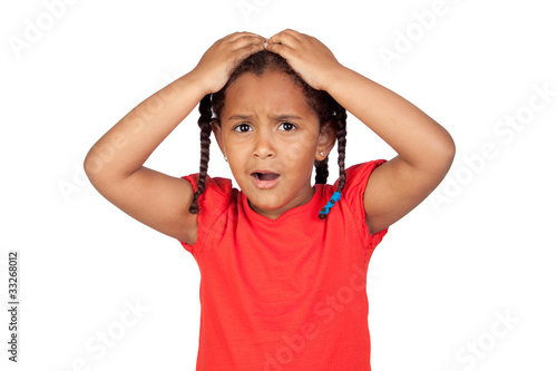 Photo: Surprised little girl with hands on head Surprised little girl with hands on head