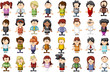 Group of 32 funny cartoon people