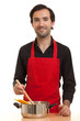 chef with pasta pot