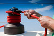 Sailing winch with working hands