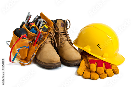 Photo: The building tool and protective means The building tool and protective means