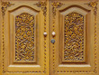 Wooden carved doors closeup