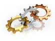 three gears in gold, silver and bronze