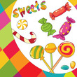 Vector illustration of  sweets. Colorful background