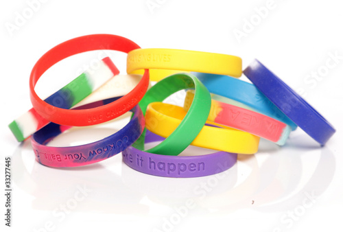 Photo: Various charity fundraising wristbands Various charity fundraising wristbands