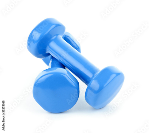 Photo: Blue dumbbell weights Blue dumbbell weights