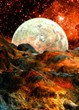 Alien planet and moon