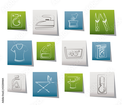 Vector: Washing machine and laundry icons - vector illustration Washing machine and laundry icons - vector illustration