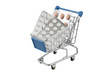 Shopping cart full of pills (isolated on white)