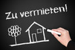 Zu vermieten ! - Immobilien Konzept - Kreide Tafel