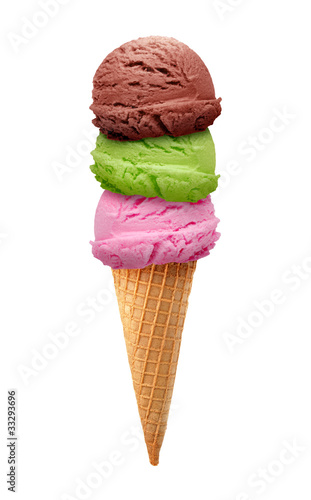 Photo: Ice cream scoops with cone Ice cream scoops with cone