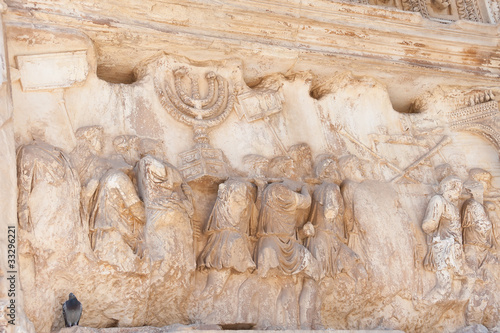 Photo: Detail of the Arch of Titus, "The menorah" Detail of the Arch of Titus, "The menorah"