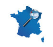 Reims : Carte de France - département de la Marne