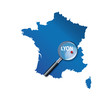 Lyon : Carte de France - département du Rhône
