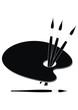 Vector: Palette and brushes - symbol of art and painting Palette and brushes - symbol of art and painting