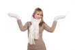 young woman in sweater wollen mitten sweater young woman in sweater wollen mitten sweater