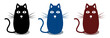 Set of three abstract cats