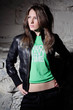 portrait young woman in leather jacket portrait young woman in leather jacket