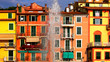 Photo: italian seaside town typical multi-coloured houses italian seaside town typical multi-coloured houses