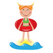 Cartoon little girl with a lifeline